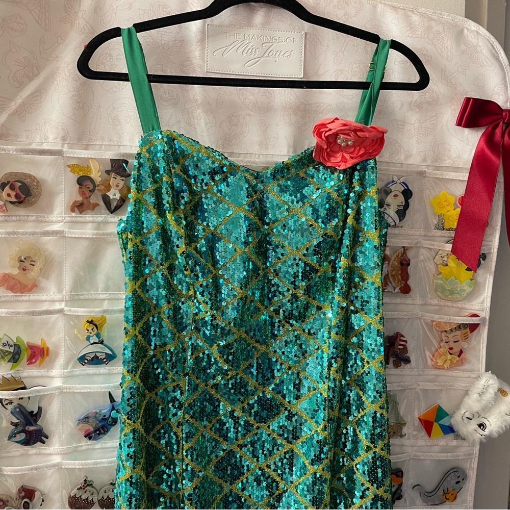 NWT Disney Princess Unique Vintage Ariel Green & Gold Sequin
Dress - Picture 7 of 13
